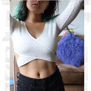 White lace crop top